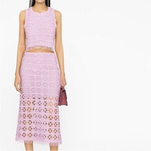 Maje Juliette High-rise Crochet Woven Midi Skirt and Top size 34